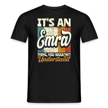 Nom Emra Cadeau Prénom Personnalisé - T-shirt homme - noir - Devant - AI Model Male 178 light (178cm)