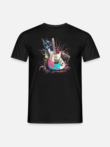 Schräge E-Gitarre - Männer T-Shirt - Schwarz