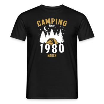 Anniversaire: Camping depuis mars 1980 Camping - T-shirt homme - noir - Devant - AI Model Male 178 light (178cm)