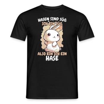 Hase Hasen Kaninchen Haustier - Männer T-Shirt - Schwarz - Vorne - AI Model Male 178 light (178cm)