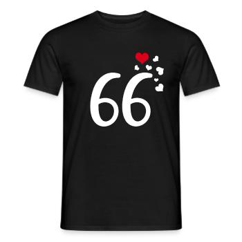 66. Geburtstag Jubiläum Herzen 66 - Männer T-Shirt - Schwarz - Vorne - AI Model Male 178 light (178cm)