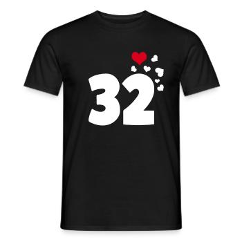 32 hearts 32nd birthday - Men's T-Shirt - black - Front - AI Model Male 178 light (178cm)