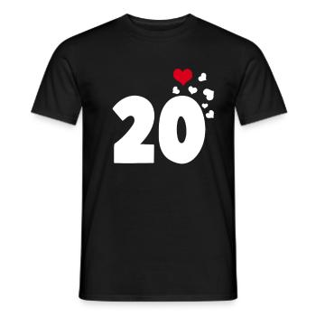 20 Herzen 20. Geburtstag - Männer T-Shirt - Schwarz - Vorne - AI Model Male 178 light (178cm)