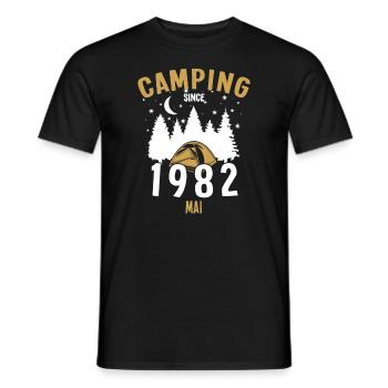 Anniversaire: Camping depuis mai 1982 Camping - T-shirt homme - noir - Devant - AI Model Male 178 light (178cm)