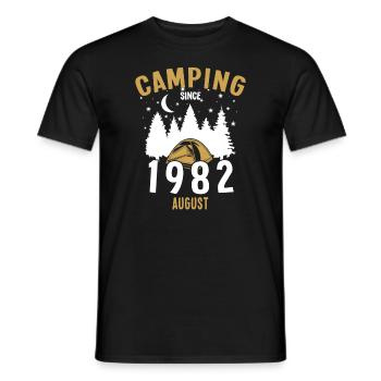 Anniversaire: Camping depuis août 1982 Camping - T-shirt homme - noir - Devant - AI Model Male 178 light (178cm)