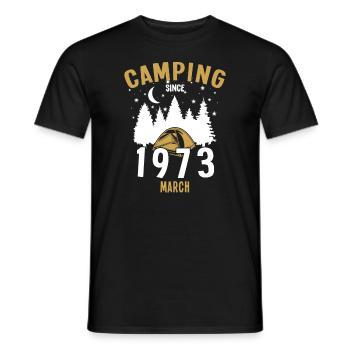 Anniversaire: Camping depuis mars 1973 Camping - T-shirt homme - noir - Devant - AI Model Male 178 light (178cm)