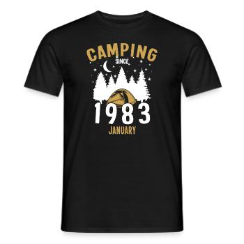Anniversaire: Camping depuis janvier 1983 Camping - T-shirt homme - noir - Devant - AI Model Male 178 light (178cm)