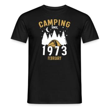 Anniversaire: Camping depuis février 1973 Camping - T-shirt homme - noir - Devant - AI Model Male 178 light (178cm)