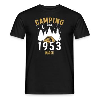 Anniversaire: Camping depuis mars 1953 Camping - T-shirt homme - noir - Devant - AI Model Male 178 light (178cm)