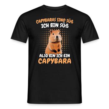 Capybara Wasserschwein Capybaras - Männer T-Shirt - Schwarz - Vorne - AI Model Male 178 light (178cm)