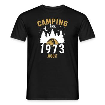 Anniversaire: Camping depuis août 1973 Camping - T-shirt homme - noir - Devant - AI Model Male 178 light (178cm)