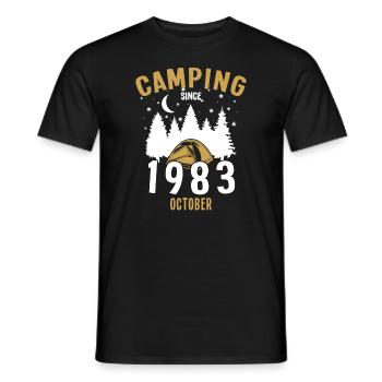 Anniversaire: Camping depuis octobre 1983 Camping - T-shirt homme - noir - Devant - AI Model Male 178 light (178cm)