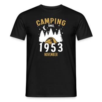 Birthday: Camping since November 1953 Camping - Men's T-Shirt - black - Front - AI Model Male 178 light (178cm)