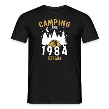 Birthday: Camping since February 1984 Camping - Men's T-Shirt - black - Front - AI Model Male 178 light (178cm)