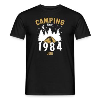 Birthday: Camping since June 1984 Camping - Men's T-Shirt - black - Front - AI Model Male 178 light (178cm)