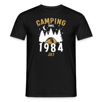 Birthday: Camping since July 1984 Camping - Men's T-Shirt - black - Front - AI Model Male 178 light (178cm)