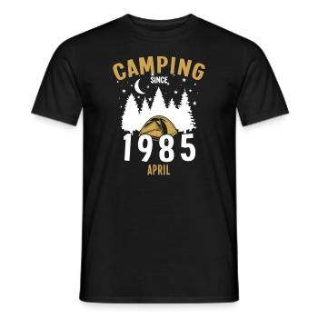 Anniversaire: Camping depuis avril 1985 Camping - T-shirt homme - noir - Devant - AI Model Male 178 light (178cm)