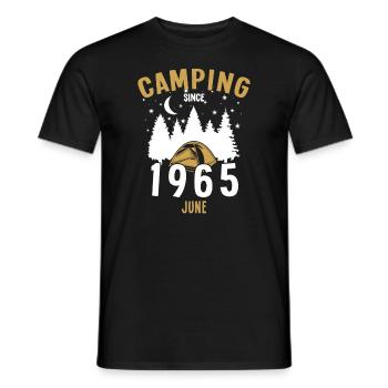 Anniversaire: Camping depuis juin 1965 Camping - T-shirt homme - noir - Devant - AI Model Male 178 light (178cm)