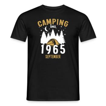 Anniversaire: Camping depuis septembre 1965 Camping - T-shirt homme - noir - Devant - AI Model Male 178 light (178cm)