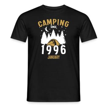 Birthday: Camping since January 1996 Camping - Men's T-Shirt - black - Front - AI Model Male 178 light (178cm)