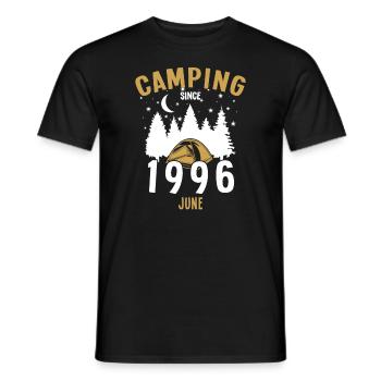 Birthday: Camping since June 1996 Zelten - Men's T-Shirt - black - Front - AI Model Male 178 light (178cm)