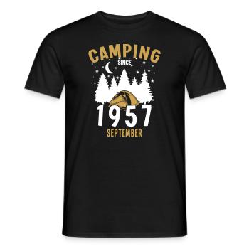 Geburtstag: Camping seit September 1957 Zelten - Männer T-Shirt - Schwarz - Vorne - AI Model Male 178 light (178cm)