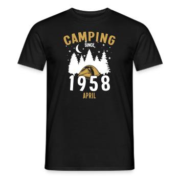 Birthday: Camping since April 1958 Zelten - Men's T-Shirt - black - Front - AI Model Male 178 light (178cm)