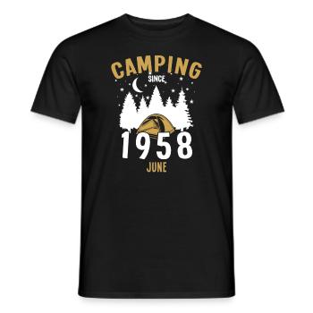 Birthday: Camping since June 1958 Zelten - Men's T-Shirt - black - Front - AI Model Male 178 light (178cm)