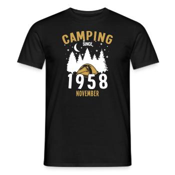 Birthday: Camping since November 1958 Zelten - Men's T-Shirt - black - Front - AI Model Male 178 light (178cm)