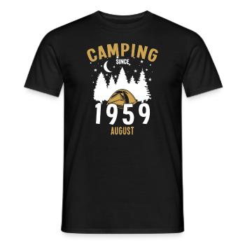 Geburtstag: Camping seit August 1959 Zelten - Männer T-Shirt - Schwarz - Vorne - AI Model Male 178 light (178cm)