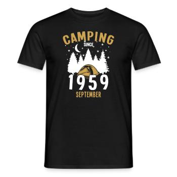 Geburtstag: Camping seit September 1959 Zelten - Männer T-Shirt - Schwarz - Vorne - AI Model Male 178 light (178cm)