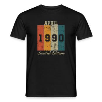 Date de naissance: Avril 1990 - Edition Limitée Rétro - T-shirt homme - noir - Devant - AI Model Male 178 light (178cm)