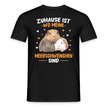 Meerschweinchen Kurzhaar Langhaar Crested - Männer T-Shirt - Schwarz - Vorne - AI Model Male 178 light (178cm)