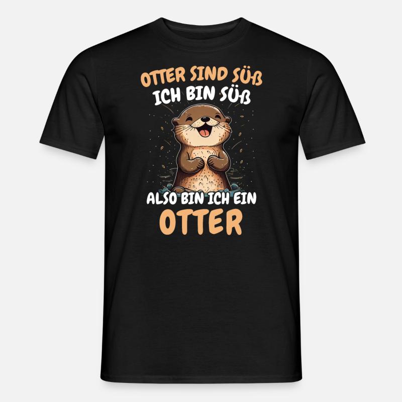 Otter Seeotter - Männer T-Shirt - Schwarz