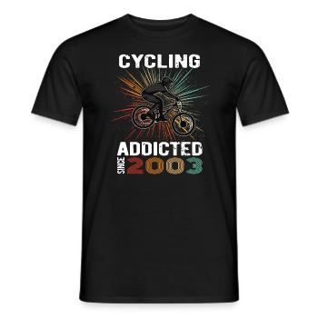 20 Birthday 2003 Vintage Retro Bicycle Cyclist - Men's T-Shirt - black - Front - AI Model Male 178 light (178cm)