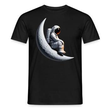 Astronaut in the crescent moon - Men's T-Shirt - black - Front - AI Model Male 178 light (178cm)