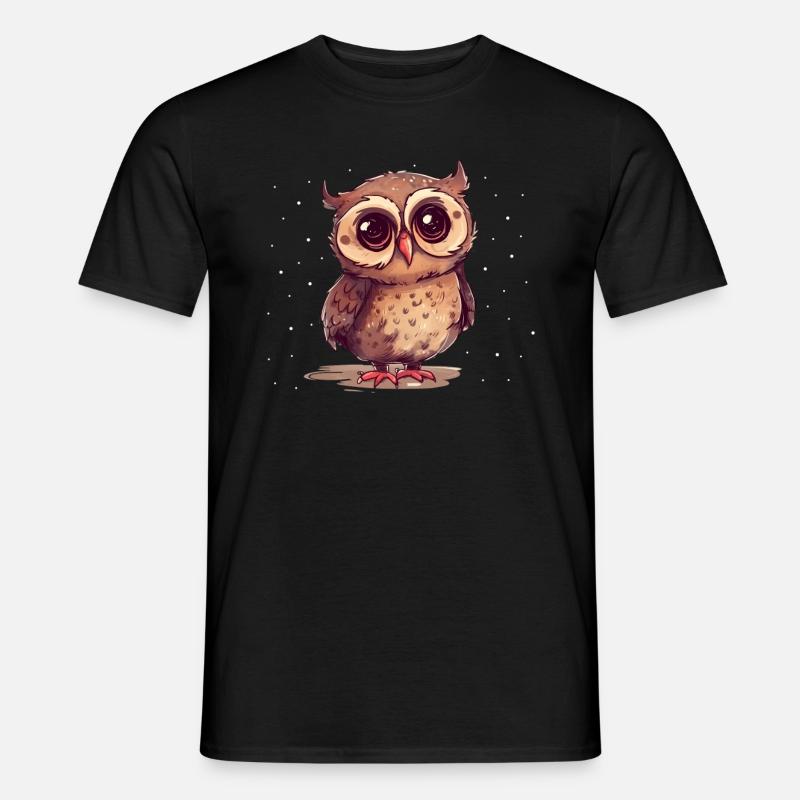 Nachteule Eule Eulen Vogel - Männer T-Shirt - Schwarz