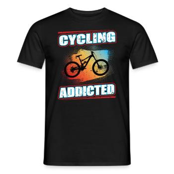 Cycling Addicted Mountain Bike MTB Bicycle Wheel - Men's T-Shirt - black - Front - AI Model Male 178 light (178cm)