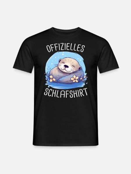 Otter Seeotter - Männer T-Shirt - Schwarz