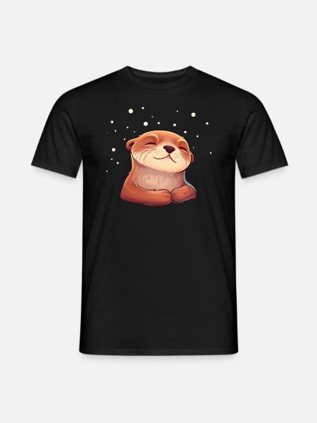 Otter Seeotter - Männer T-Shirt - Schwarz