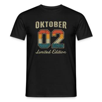 Date de naissance: Octobre 2002 - Edition Limitée Rétro - T-shirt homme - noir - Devant - AI Model Male 178 light (178cm)