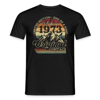Original 1973 vintage retro anniversary 1973 - Men's T-Shirt - black - Front - AI Model Male 178 light (178cm)