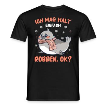 Robbe Robben Seerobbe Seelöwe Tier Seehund - Männer T-Shirt - Schwarz - Vorne - AI Model Male 178 light (178cm)