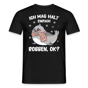 Robbe Robben Seerobbe Seelöwe Tier Seehund - Männer T-Shirt - Schwarz - Vorne - AI Model Male 178 light (178cm)