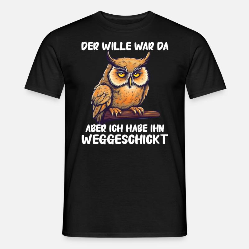 Nachteule Eule Eulen Vogel - Männer T-Shirt - Schwarz