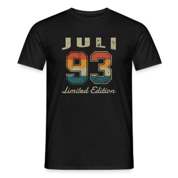 Date de naissance : Juillet 1993 - Edition Limitée Rétro - T-shirt homme - noir - Devant - AI Model Male 178 light (178cm)