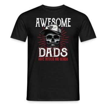 Awesome Dads have Tattoos Beards Vater Tattoo Bart - Männer T-Shirt - Schwarz - Vorne - AI Model Male 178 light (178cm)