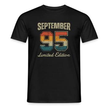 Geburtstag: September 1995 - Limited Edition Retro - Männer T-Shirt - Schwarz - Vorne - AI Model Male 178 light (178cm)
