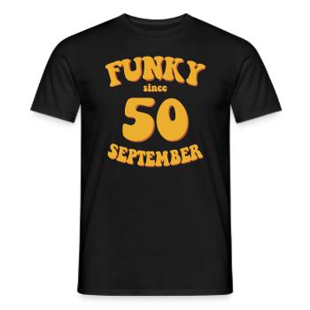 Funky Birthday: September 1950 - Flower Power - Men's T-Shirt - black - Front - AI Model Male 178 light (178cm)