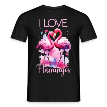 Flamingo I Love Couple Couple Romantique Coeur - T-shirt homme - noir - Devant - AI Model Male 178 light (178cm)